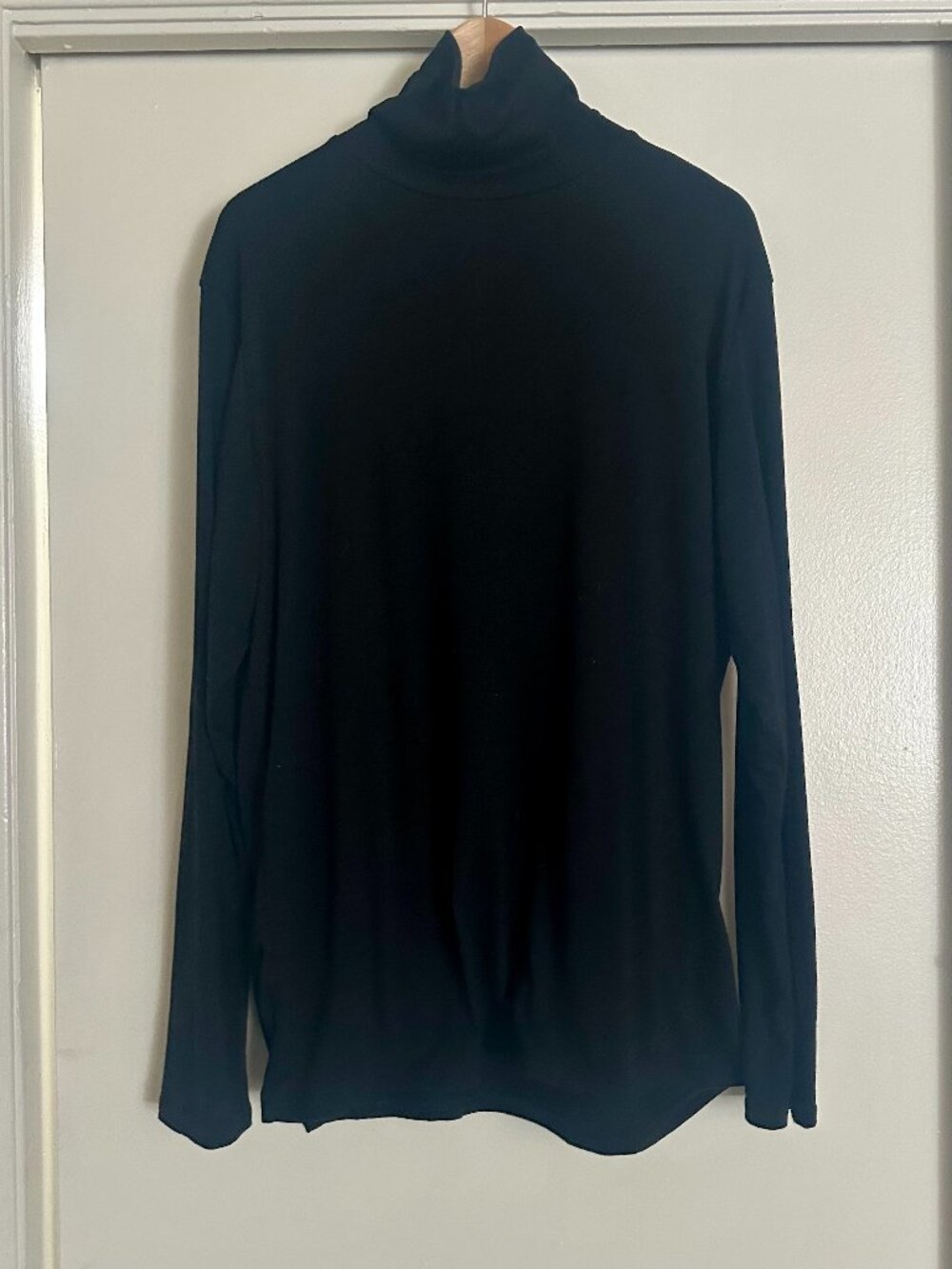 Black Turtleneck Long Sleeve Shirt Men’s Large Minimal Basic No Brand